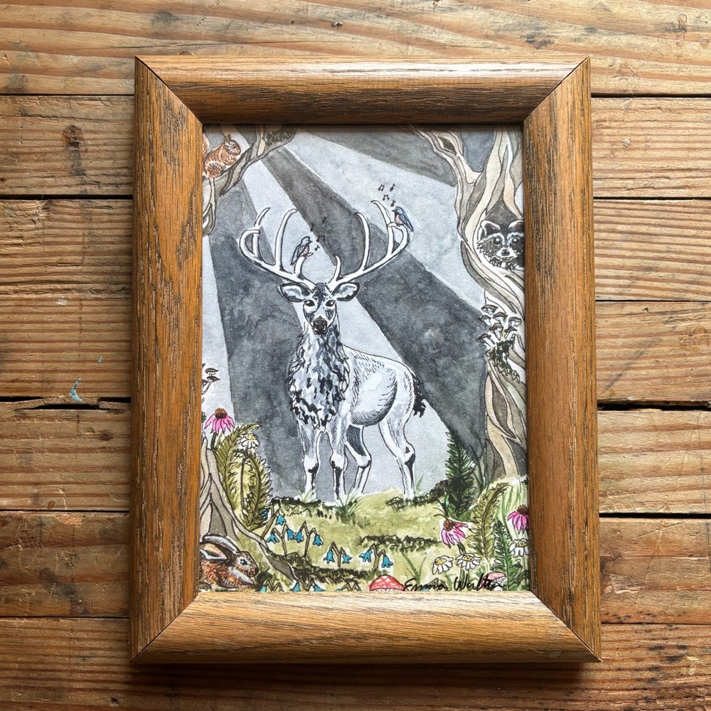 The Wildflower Company Framed Watercolor Art Print "The Elk" by Emma Walters